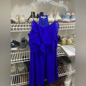 Royal blue dress with gold chain straps. Size Small. Charlotte Russe